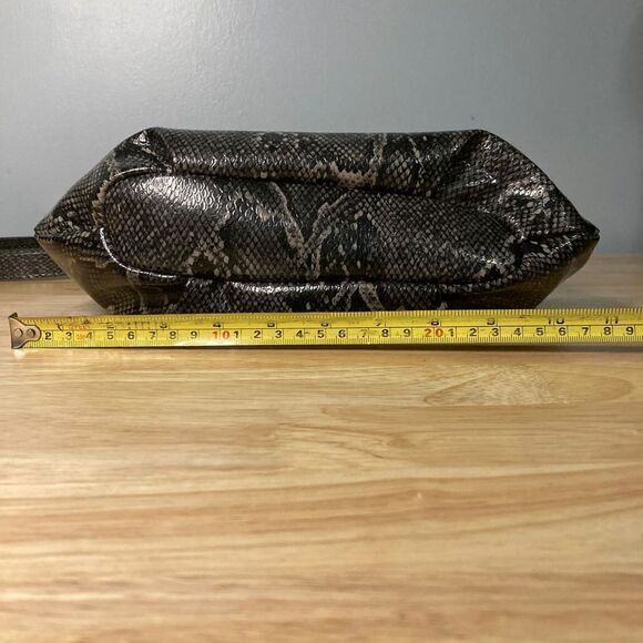 Nicole Miller, Snakeskin Print Gray Black Vegan Leather, Rosette Accents Womens - Picture 6 of 12